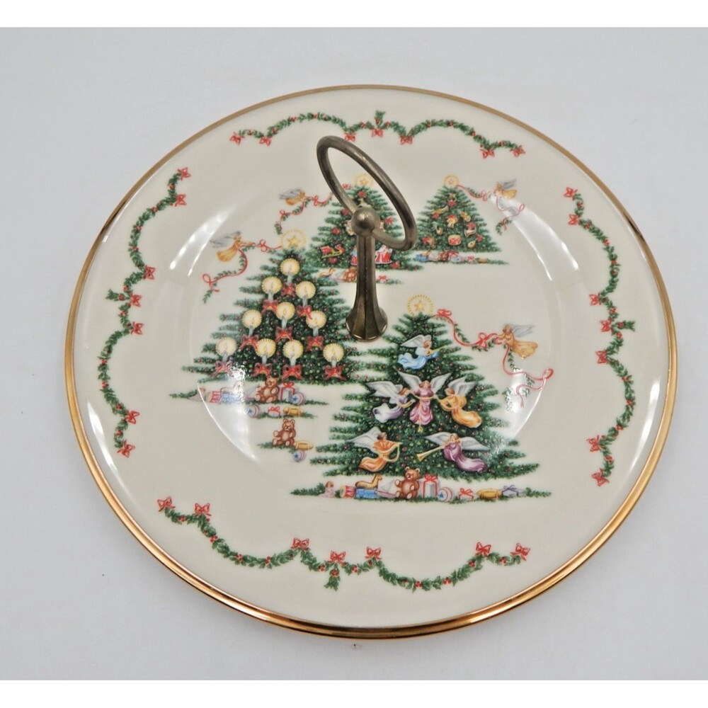 Lenox The Joys of Christmas Server Tidbit Plate 10.75 Tree Fine China Gold Trim